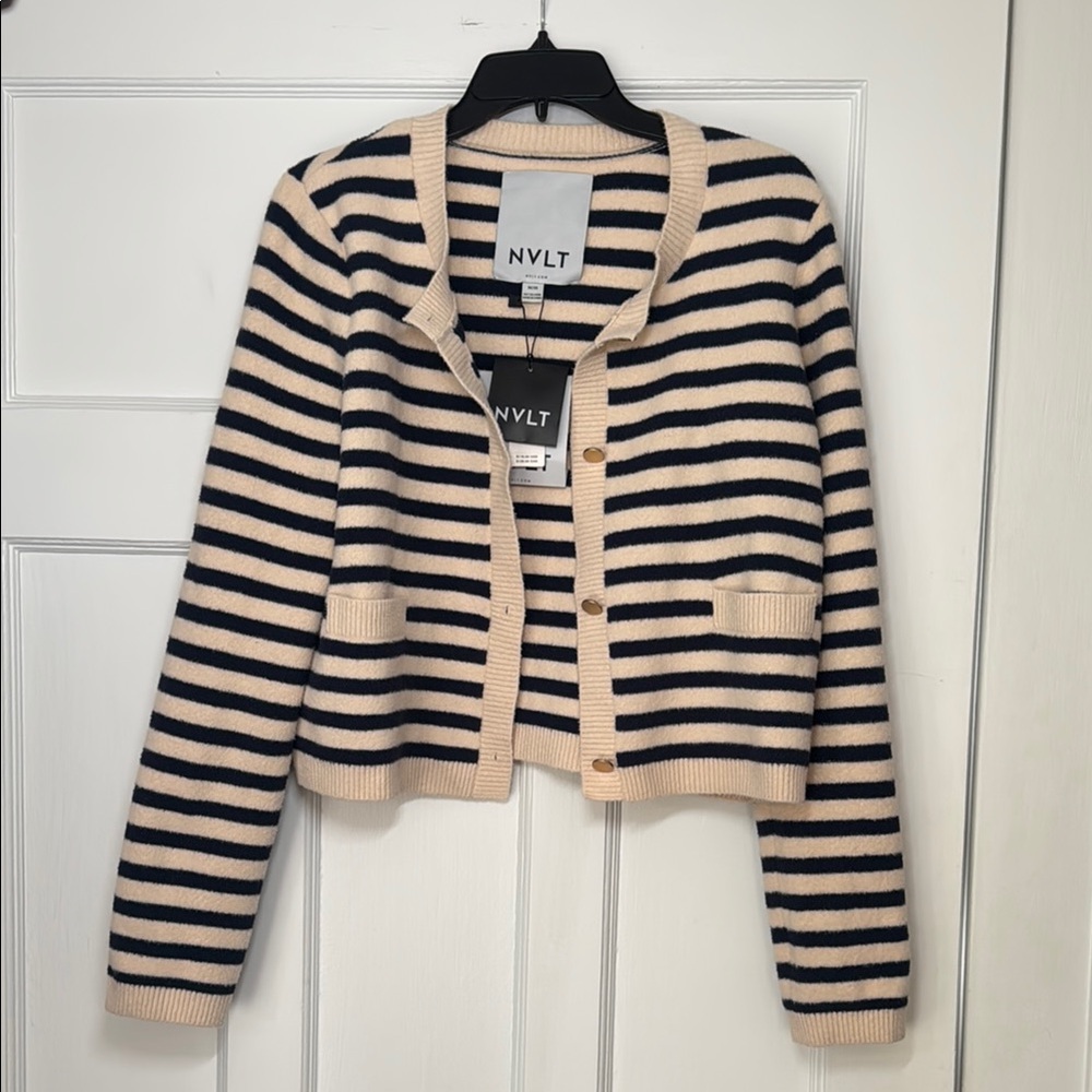 NVLT Navy and Marin Striped Cardigan (Lady Jacket)